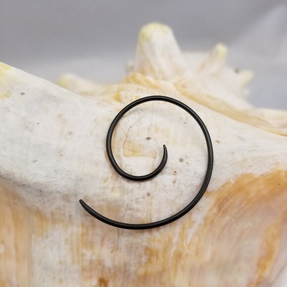 Pair Black Anodized Titanium over Stainless Steel Spiral Tapers 14G NWT - Picture 2 of 2